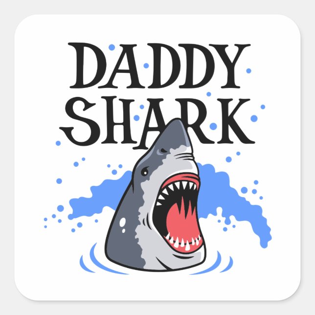 Sticker Carré Daddy Shark - Grand Blanc (Devant)