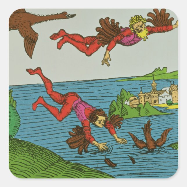Sticker Carré Daedalus et Icarus, XVe siècle (Devant)
