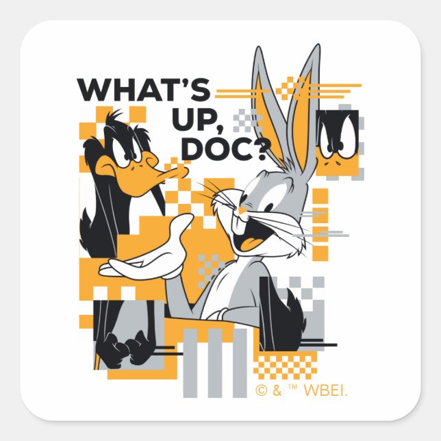 Sticker Carré DAFFY DUCK™ & BUGS BUNNY™ Glitch (Devant)