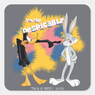 Sticker Carré DAFFY DUCK™ & BUGS BUNNY™ "Vous êtes désespéré"