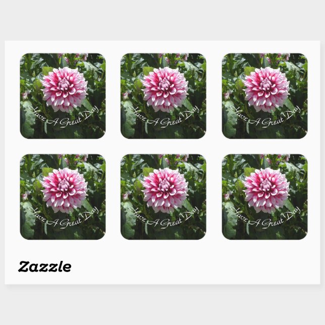 Sticker Carré Dahlia rose (Feuille)