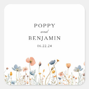 Sticker Carré Dainty Floral Fleur sauvage Mariage de couronne