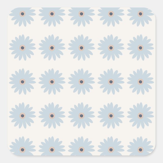 Sticker Carré Daisy Bleu Clair (Devant)