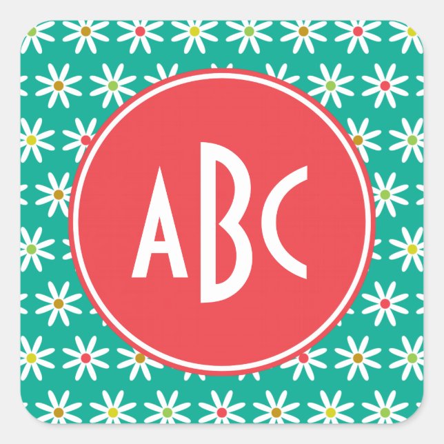 Sticker Carré Daisy Dots Monogrammés (Devant)