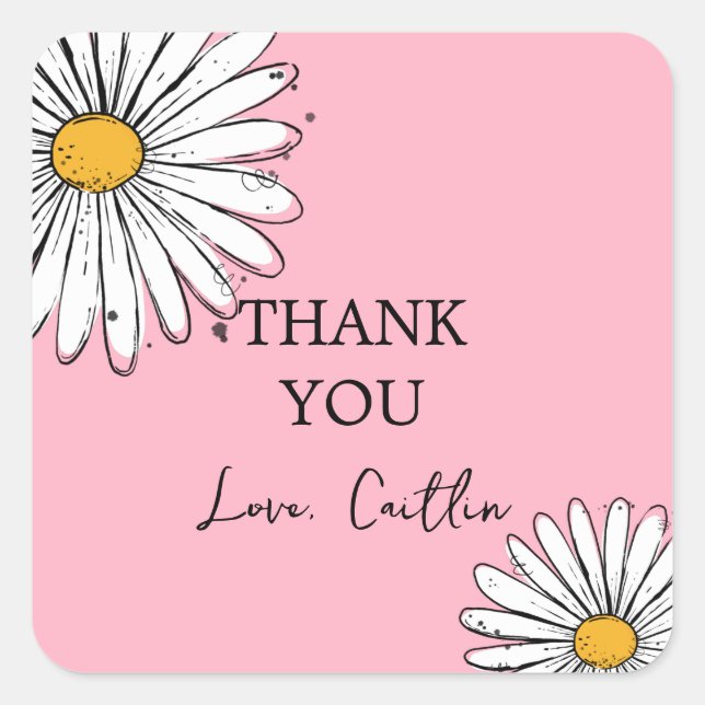 Sticker Carré Daisy inky art modifiable (Devant)