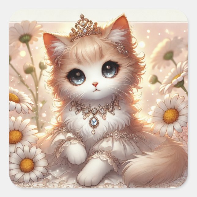 Sticker Carré Daisy Princess Cat (Devant)