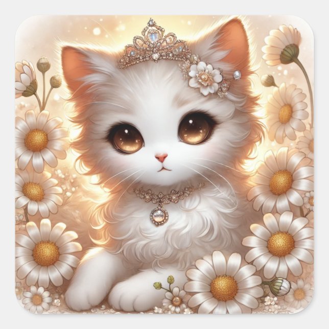 Sticker Carré Daisy Princess Cat (Devant)