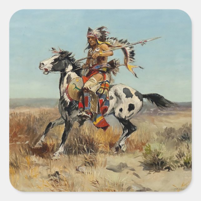 Sticker Carré « Dakota Chief » par Charles M. Russell (Devant)