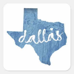 Sticker Carré Dallas, Texas Wood Grain