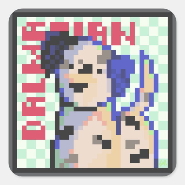 Sticker Carré Dalmatian, dalmatien, Pixel Art, pixel art (Devant)