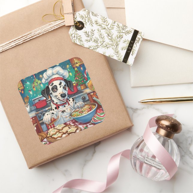 Sticker Carré Dalmatie : Noël festif (Cadeaux)