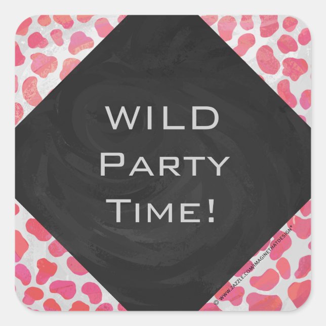 Sticker Carré Dalmatie rose et blanc avec monogramme (Devant)