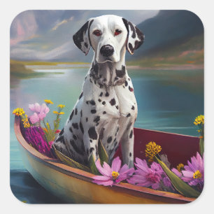 Sticker Carré Dalmatien à la pagaie : une aventure Pittoresque