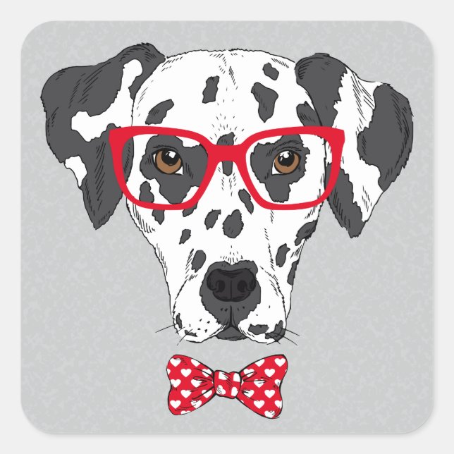 Sticker Carré Dalmatien fashionable (Devant)