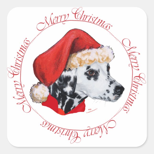 Sticker Carré Dalmatien Joyeux Noël (Devant)