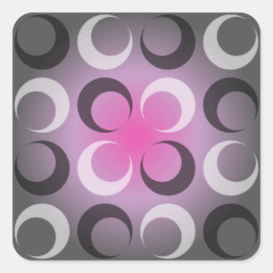 Sticker Carré Damas gris et rose
