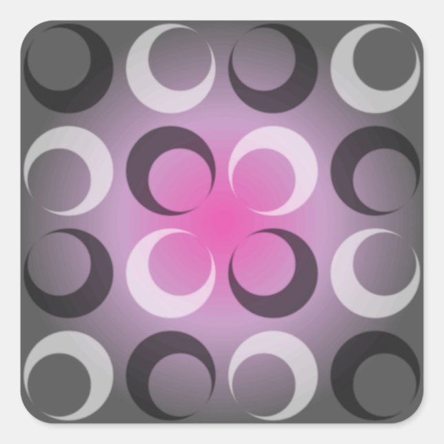 Sticker Carré Damas gris et rose (Devant)