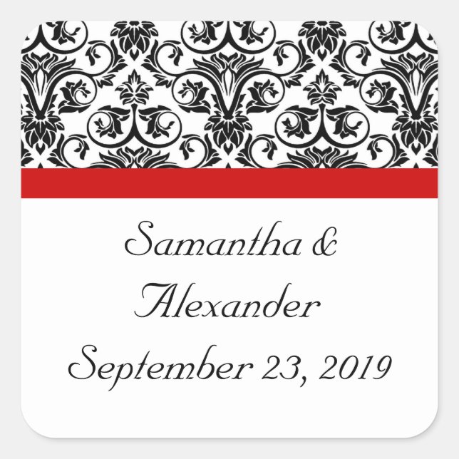 Sticker Carré Damas noir/blanc avec accentuation rouge (Devant)