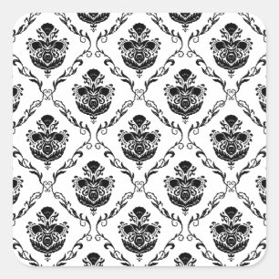 Sticker Carré Damas noir traditionnel