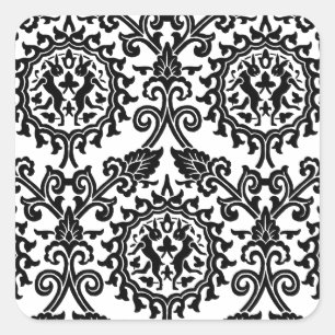 Sticker Carré Damask Hare Motif