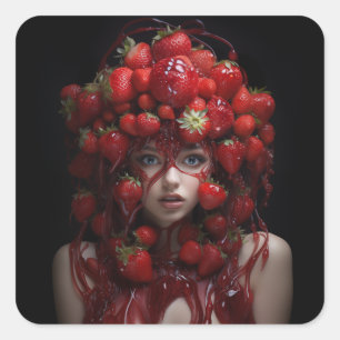 Sticker Carré Dame aux fraises jucifiée
