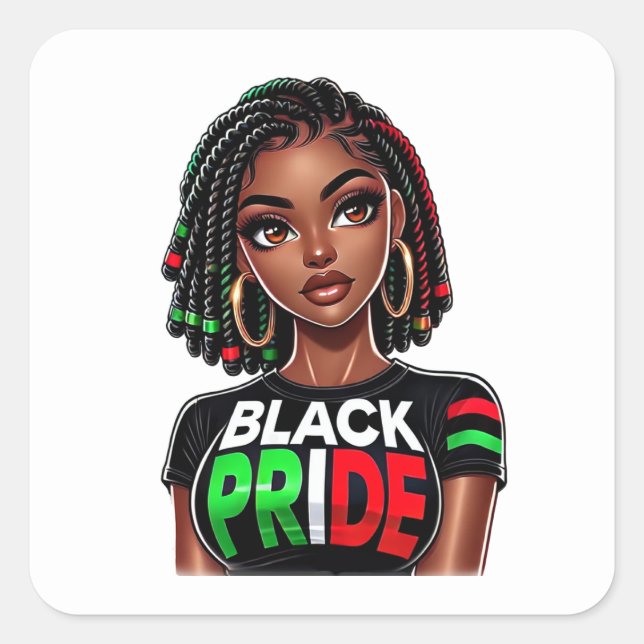 Sticker Carré Dame de Black Pride (Devant)