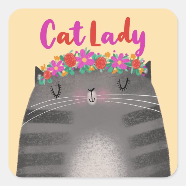 Sticker Carré Dame du chat (Devant)