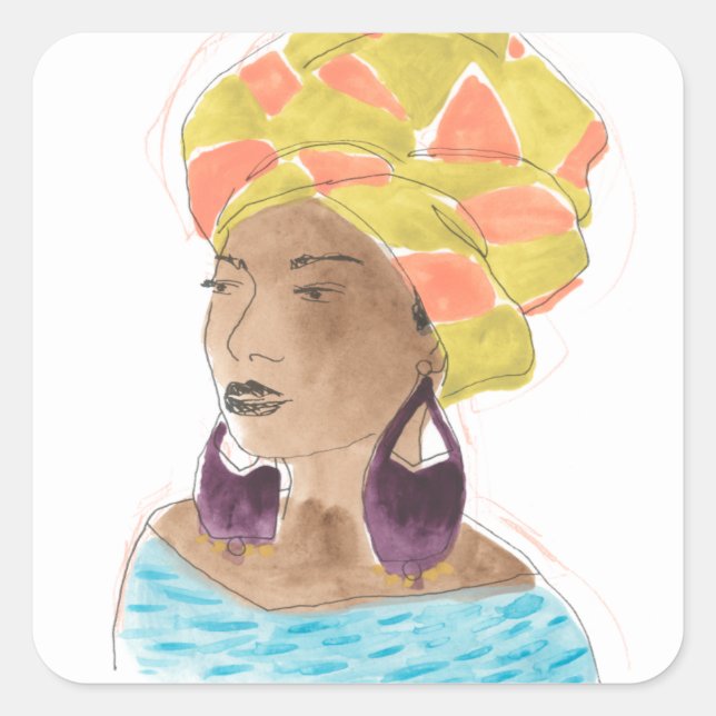 Sticker Carré Dame forte et belle (Devant)