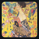 Sticker Carré Dame Gustav Klimt Avec Ventilateur<br><div class="desc">Dame Gustav Klimt Avec Ventilateur</div>