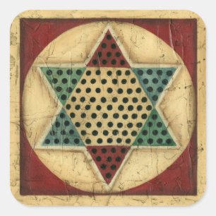 Sticker Carré Damier chinois vintage par le harpiste d'Ethan