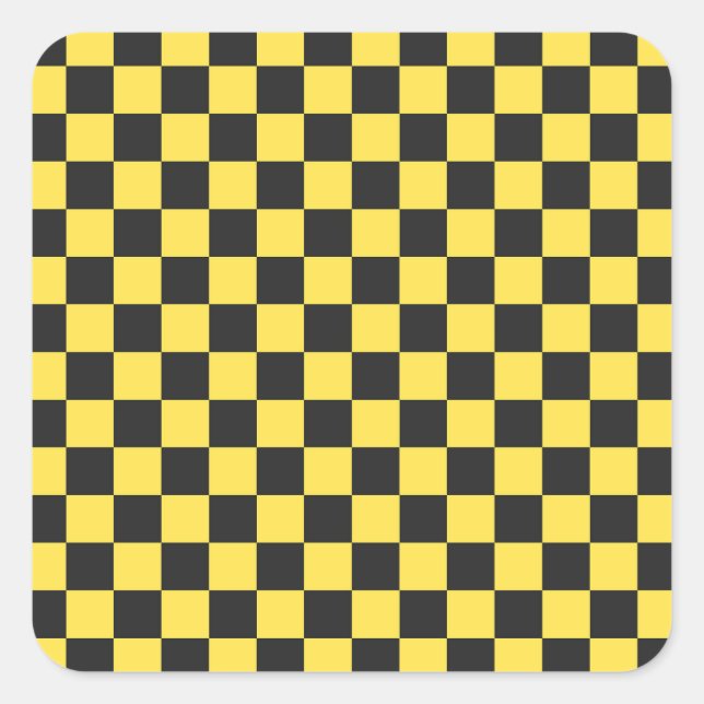 Sticker Carré Damier jaune et noir (Devant)