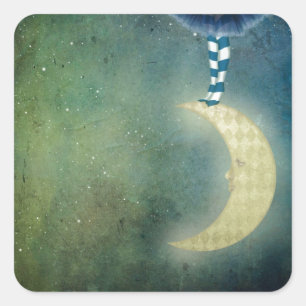 Sticker Carré dancer on the moon