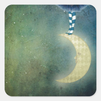 Sticker Carré dancer on the moon