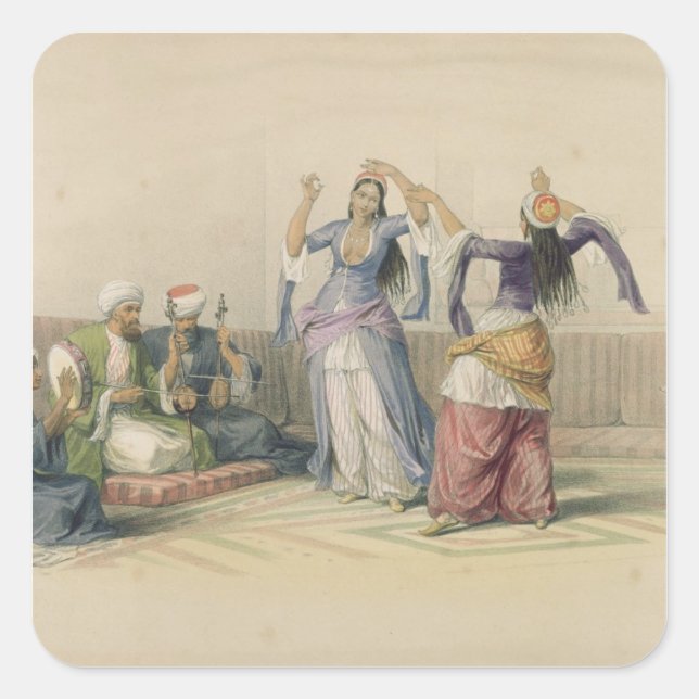 Sticker Carré Dancing Girls at Cairo, from 'Egypt and Nubia' (Devant)