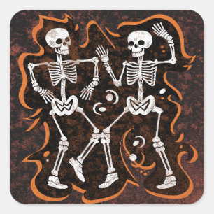 Sticker Carré Dancing Skeletons Drôle Halloween Party