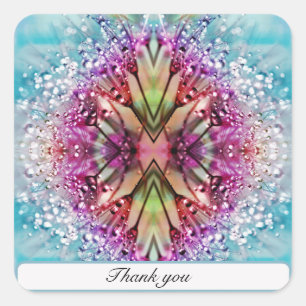 Sticker Carré Dandelion coloré couvert de gouttes de rosée