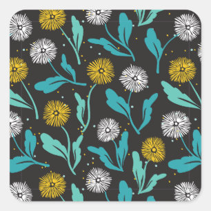 Sticker Carré Dandelion de printemps Fleurs et design Feuille