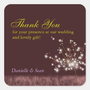 Sticker Carré Dandelions du soir Merci Mariage floral