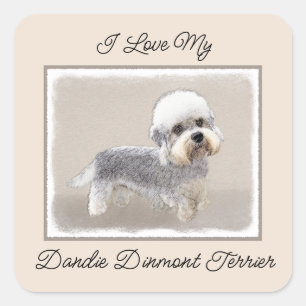 Sticker Carré Dandie Dinmont Terrier Peinture Chien Art original