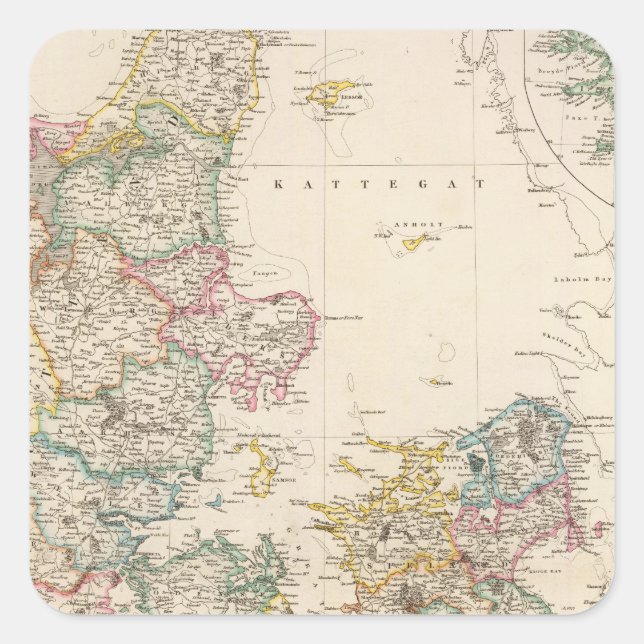 Sticker Carré Danemark avec carte de l'Islande (Devant)