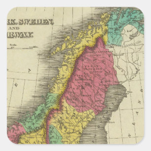 Sticker Carré Danemark, Suède Et Norvège