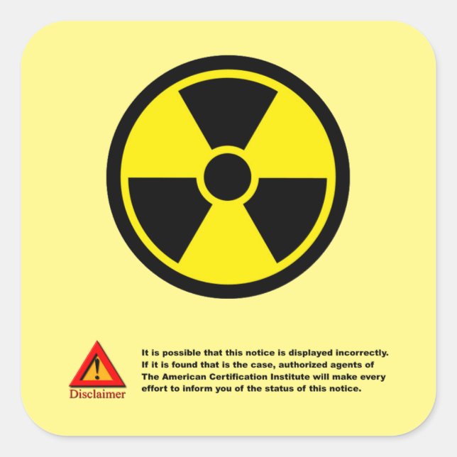 Sticker Carré Danger de radiation (Devant)