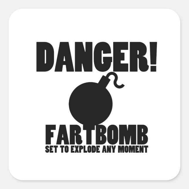 Sticker Carré Danger ! La bombe atomique explose (Devant)