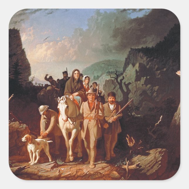 Sticker Carré Daniel Boone escortant des colons  (Devant)