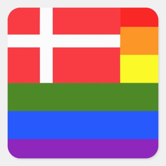 STICKER CARRÉ DANISH LGBT RAINBOW FLAG DANMARK PRIDE (Devant)