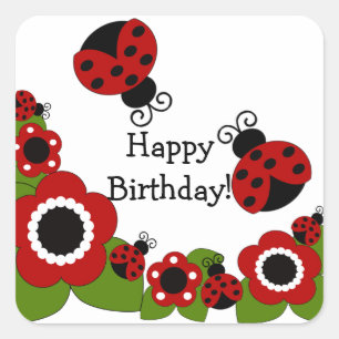 Sticker Carré d'anniversaire de Ladybug