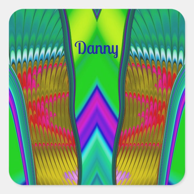 Sticker Carré DANNY ~ Multicolore 3D ~ (Devant)