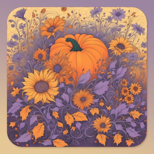 Sticker Carré Dans Le Jardin D'Halloween (Créateur téléchargé)