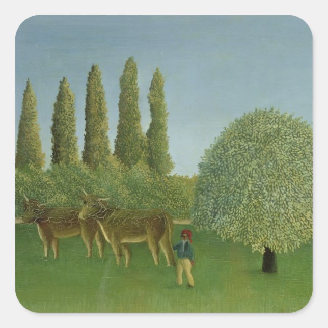 Sticker Carré Dans les champs, 1910 (Devant)