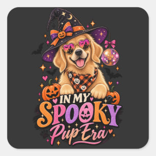 Sticker Carré Dans Mon Ère De Chiots Effrayants Retriever Doré H